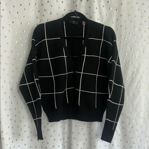 Tahari Black and White Checkered Cardigan - Picture 1 of 10